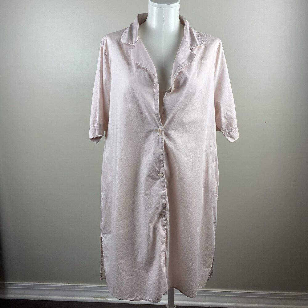Women's Pink Button-Down Sleep Shirt